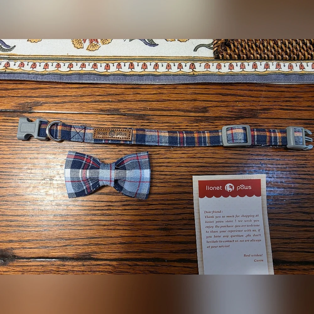 Plaid Bow Tie Collar Sets for Medium or Large Dogs (2 available)